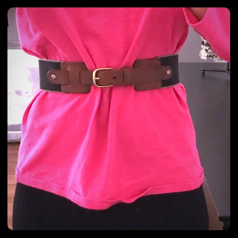 Navy and brown leather Madewell Belt